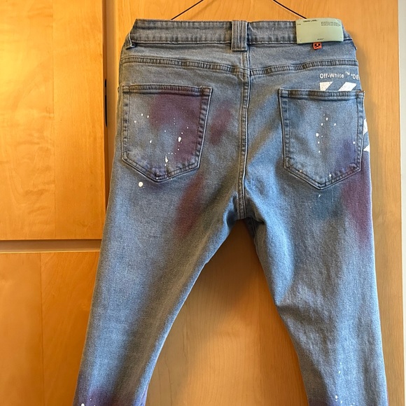 Off White Denim Virgil Abloh Paint Spray Splatter Skinny Jeans - Picture 5 of 13